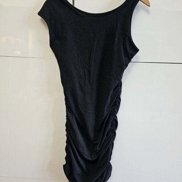 NWOT Asymmetric One Shoulder Scrunched Sides Mini Dress - Picture 2 of 5